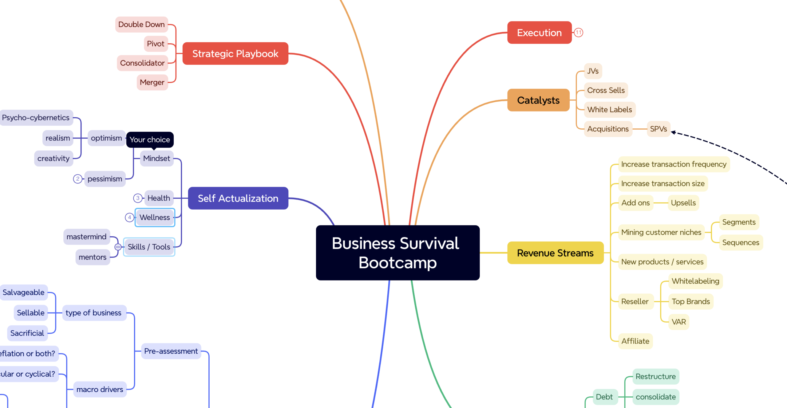 Business Survival Bootcamp mind map