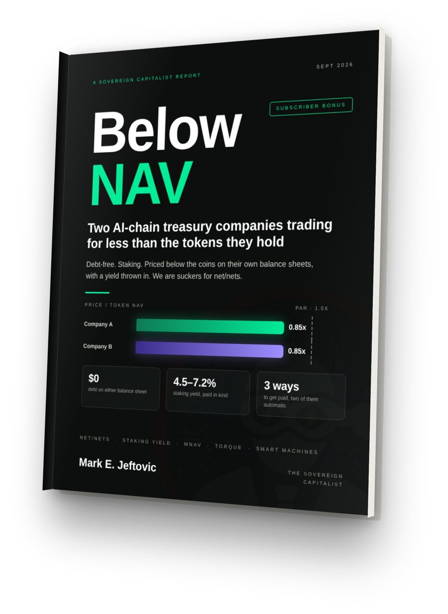 Below NAV: Two AI-chain treasury companies trading for less than the tokens they hold, a Sovereign Capitalist bonus report